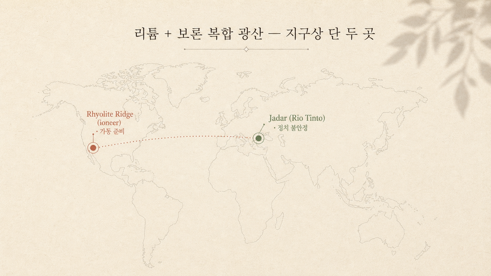 리튬 + 보론 복합 광산 — 지구상 단 두 곳 (Rhyolite Ridge · Jadar)